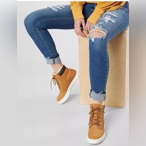 Timberland Londyn Suede Leather Whipstitch Trim Lace-Up Boots SZ 7.5